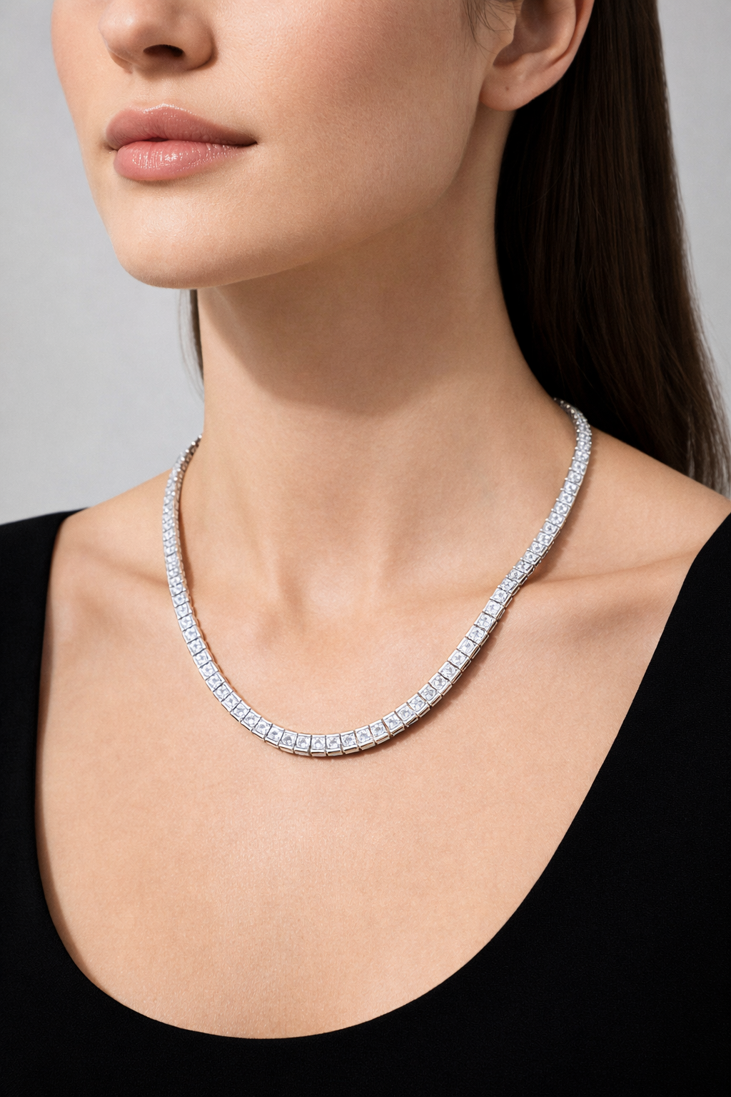 Iced Tennis Necklace – Rhodium Plated | Premium CZ Stones