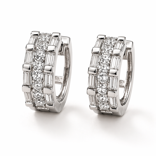 Iced Hoop Earrings – Gold Plated Silver | Cubic Zirconia Huggie Hoops
