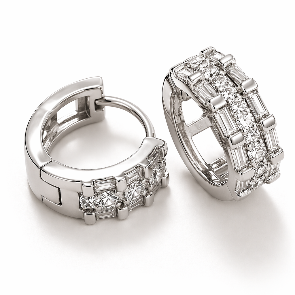 Iced Hoop Earrings – Gold Plated Silver | Cubic Zirconia Huggie Hoops