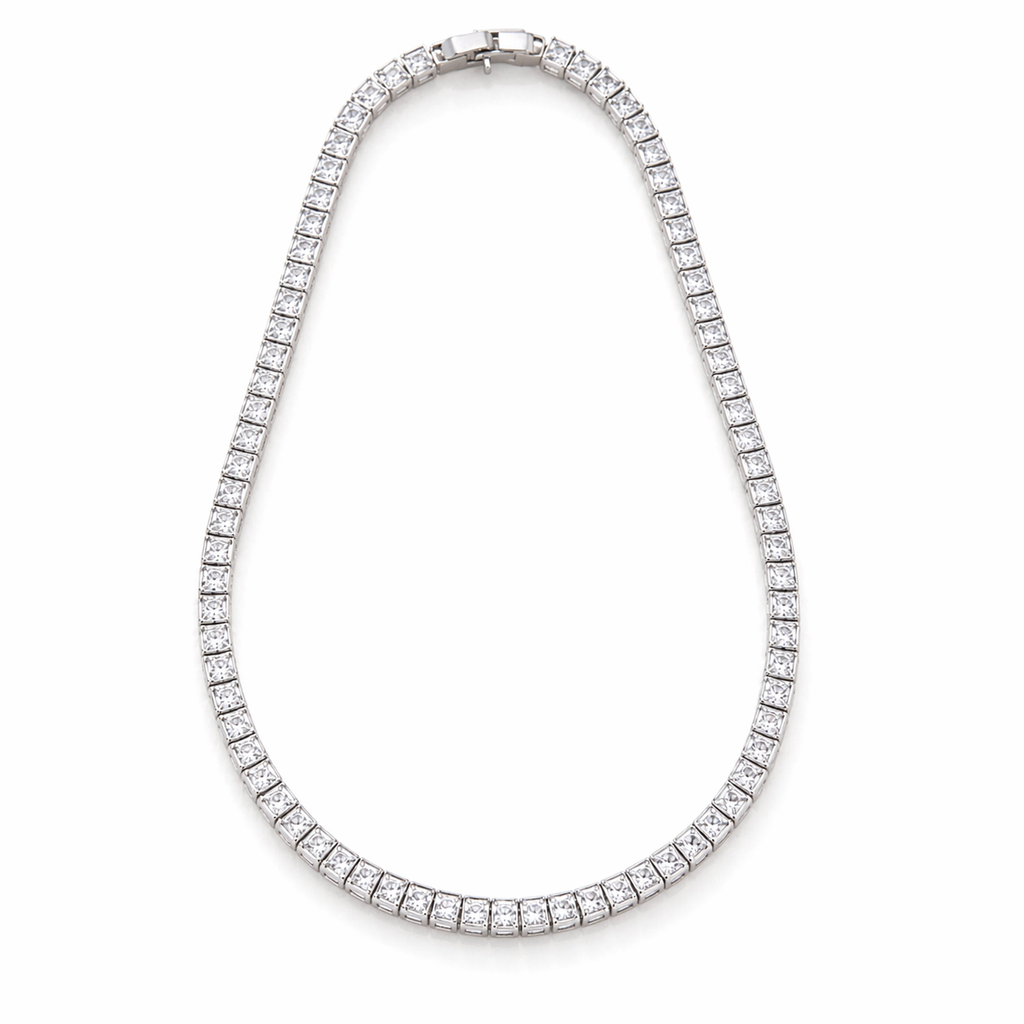 Iced Tennis Necklace – Rhodium Plated | Premium CZ Stones