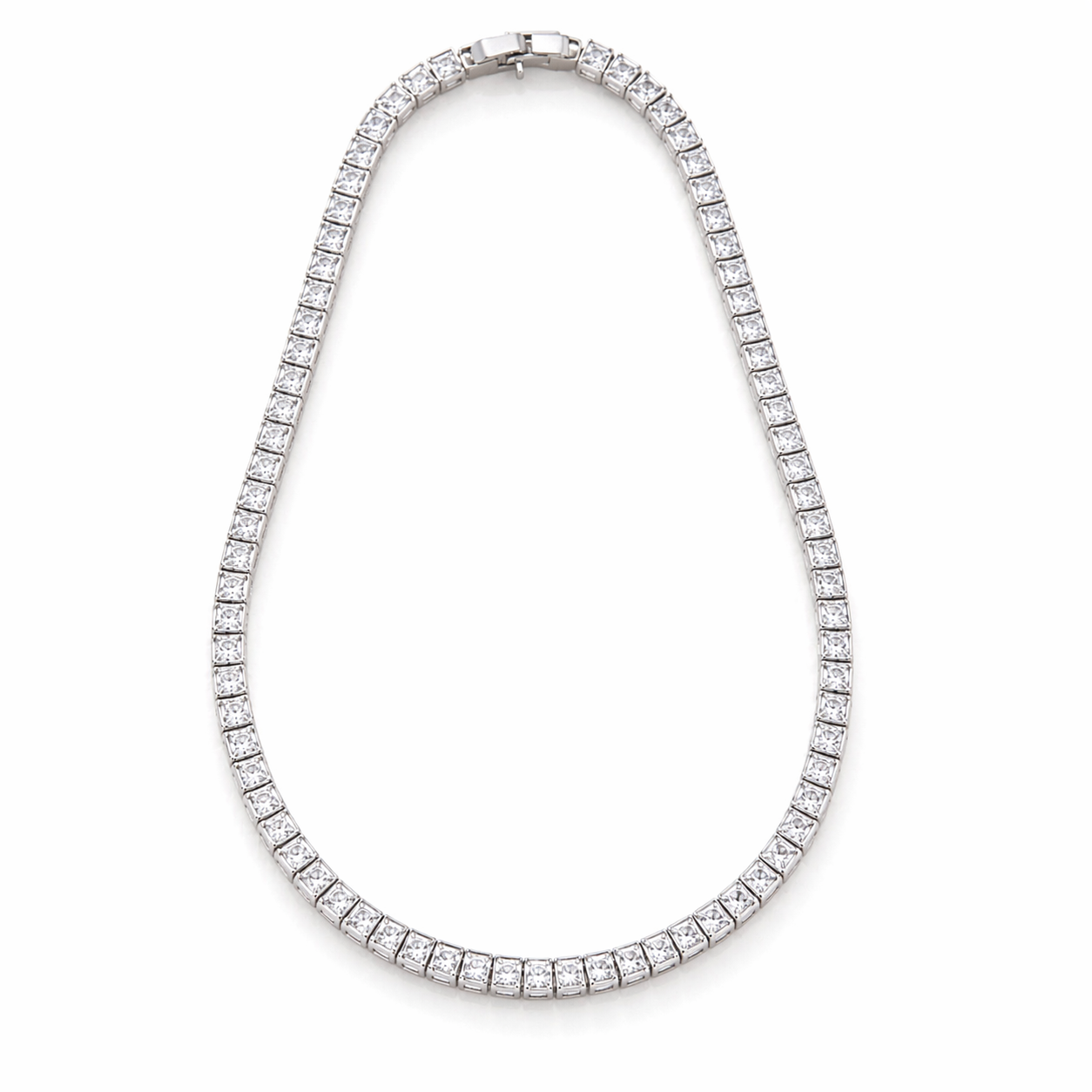 Iced Tennis Necklace – Rhodium Plated | Premium CZ Stones