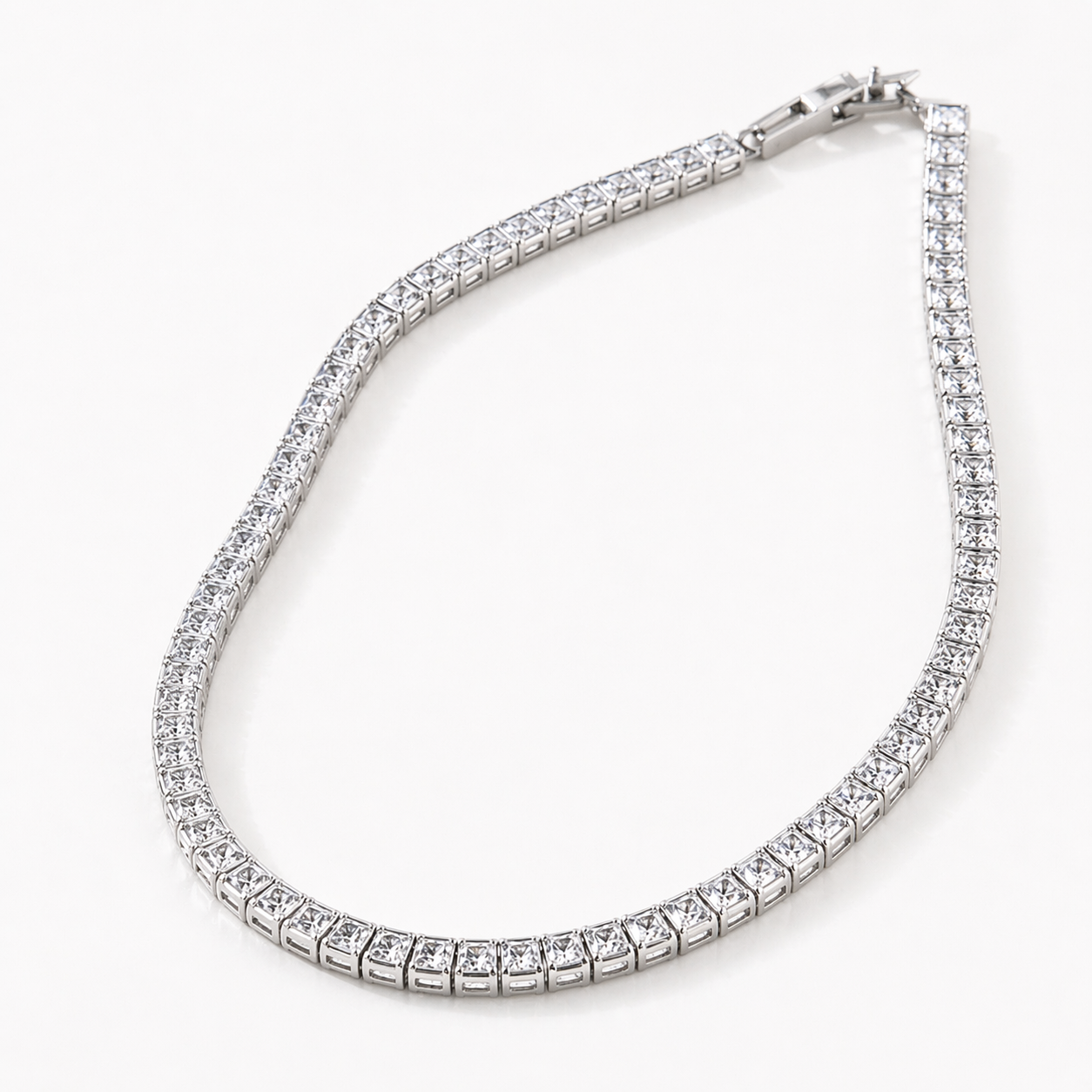 Iced Tennis Necklace – Rhodium Plated | Premium CZ Stones
