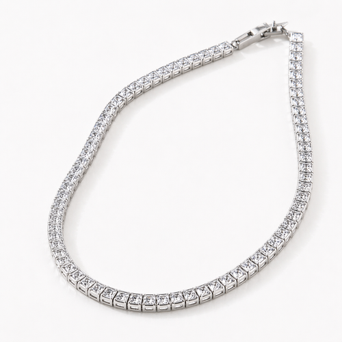 Iced Tennis Necklace – Rhodium Plated | Premium CZ Stones